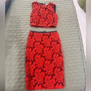 Anthropologie Floral Skirt and Top Set